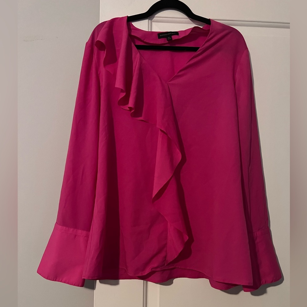 Hot Pink Banana Republic Ruffle Blouse